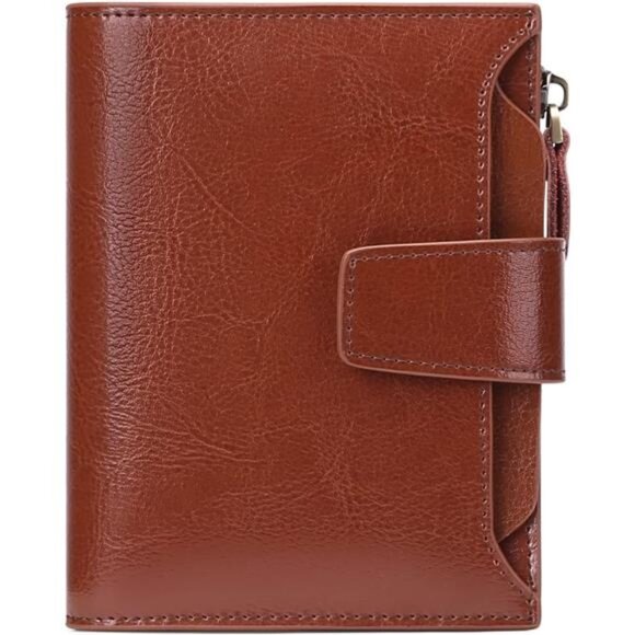Small Women Wallet Genuine Leather RFID Blocking Bifold Zipper Pocket - Picture 1 of 6
